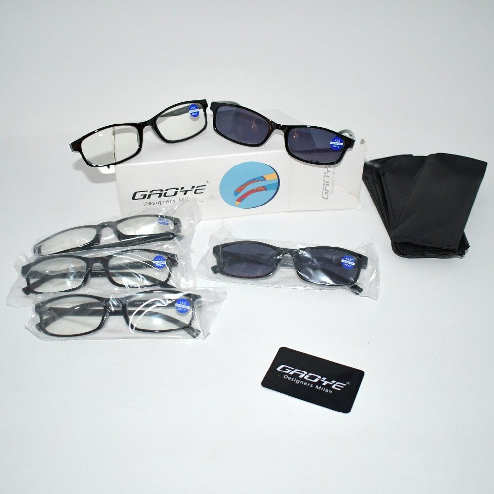 Gaoye Professional Reading Glasses – 6 Pack, Blue Light Protection, 3.5x Magnifi